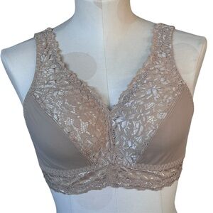 Breezies Soft Support Lace Bra Tan Small 32DD